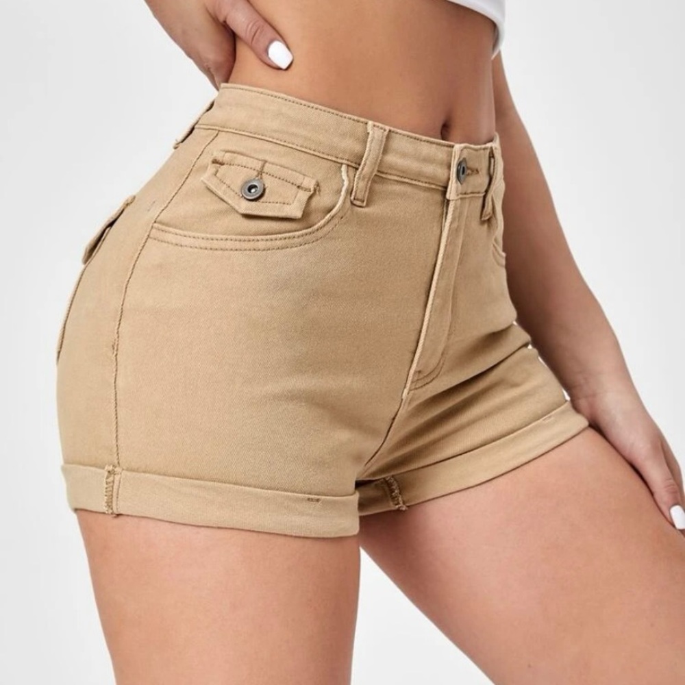 khaki denim shorts